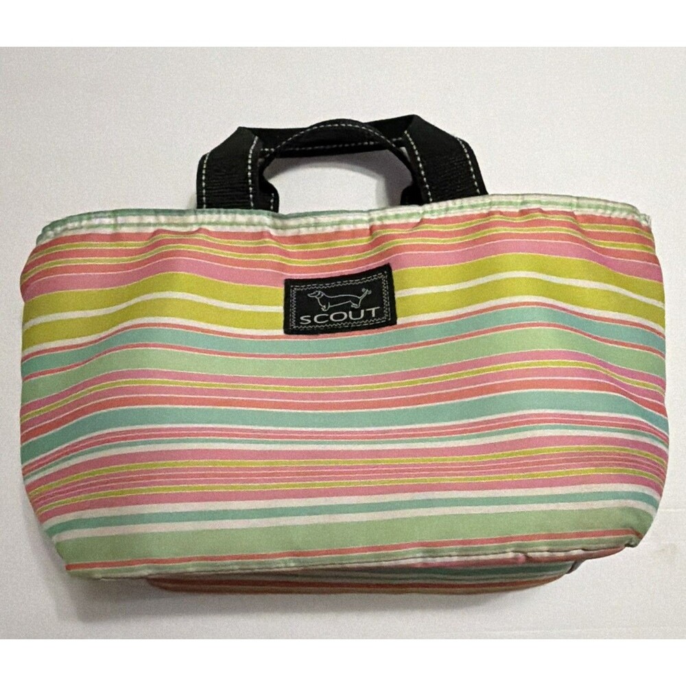 SCOUT Insulated Striped Pastel Multicolor Lunch Tote Bag Zip Top w/ Handles